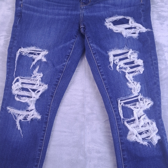 American Eagle Outfitters Blue Distressed Skinny Jeans - Picture 4 of 16